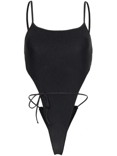 Shop Frankies Bikinis Croft High Leg Swimsuit In Black