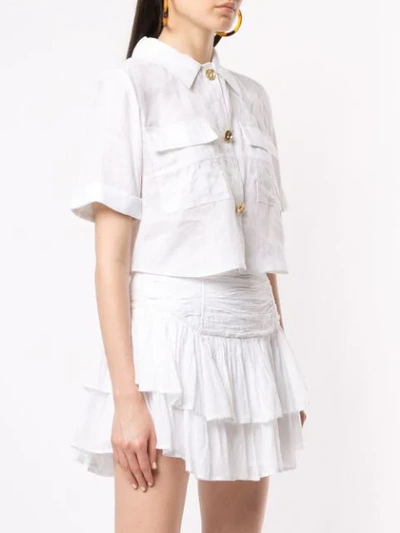 Shop Aje Safari Cropped Shirt In White