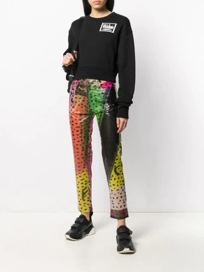 Shop Fiorucci Tara Leopard Print Straight Trousers In Green