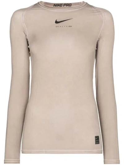 Shop Alyx X Nike Fitted Logo Top In Neutrals