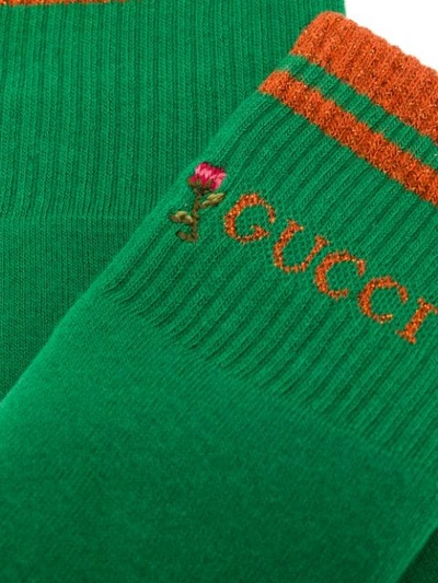 GUCCI 银丝针织袜 - 绿色