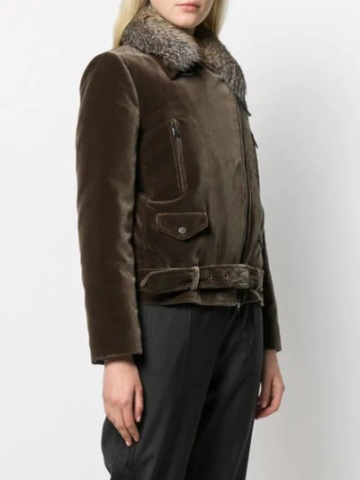 Shop Brunello Cucinelli Buckled Zip-up Jacket In Green