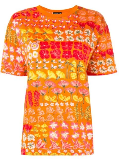 Pre-owned Gucci 1994 Flower Print T-shirt In Orange