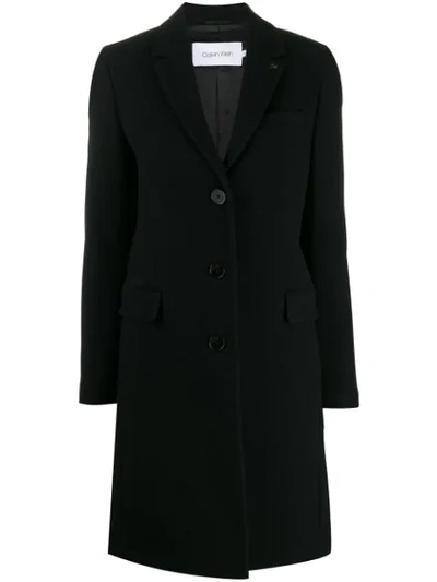 Shop Calvin Klein Single Breasted Coat In Black