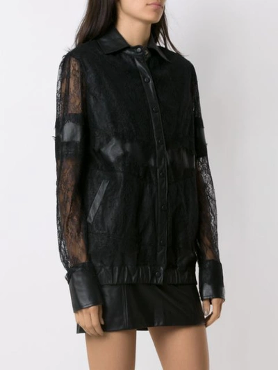 Shop Andrea Bogosian Lace Panelled Palise Leather Shirt In Black