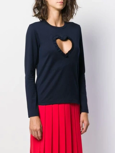 Shop Comme Des Garcons Girl Oberteil Mit Herzförmigem Cut-out In Blue