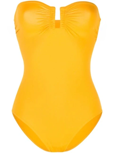 Shop Eres Strapless Swimsuit In Yellow