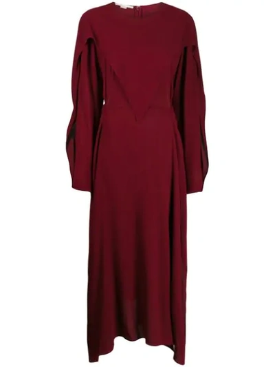 Shop Stella Mccartney Layered Cut-out Midi-dress In Red