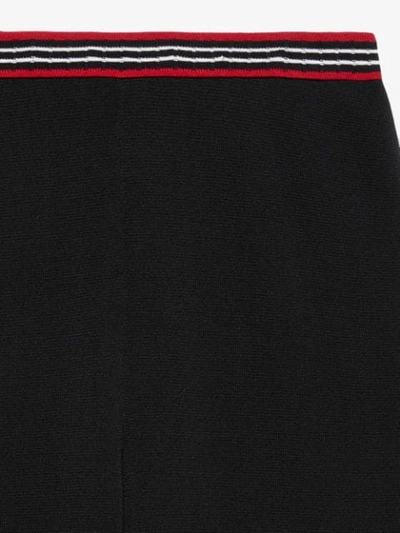 Shop Gucci Stripe Trim Wool & Cotton Knit Crop Pants In Black