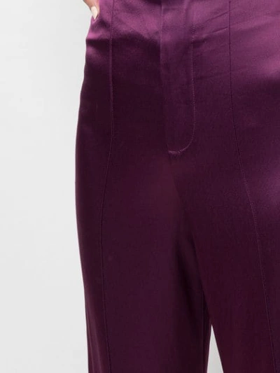 Shop Alice And Olivia Dylan Wide-leg Satin Trousers In Purple