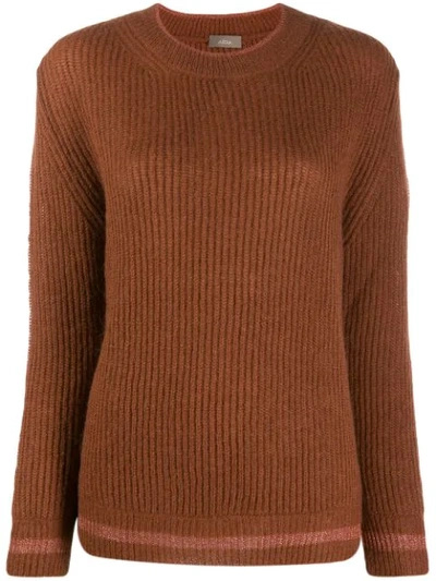 Shop Altea Knitted Long Sleeve Jumper In Brown