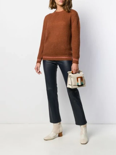 Shop Altea Knitted Long Sleeve Jumper In Brown
