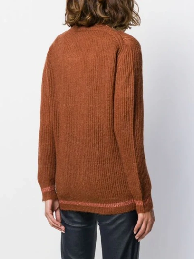 Shop Altea Knitted Long Sleeve Jumper In Brown