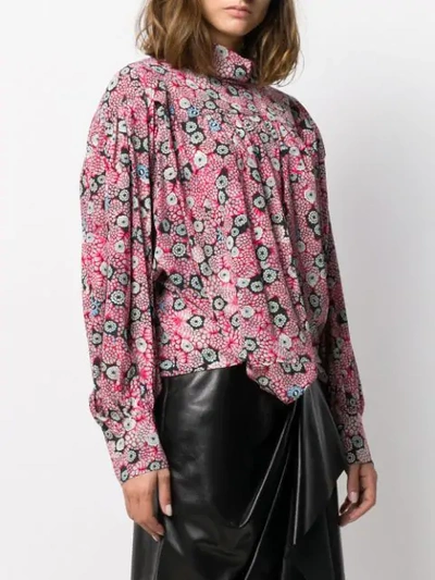 Shop Isabel Marant Graphic Print Draped Blouse In Pink
