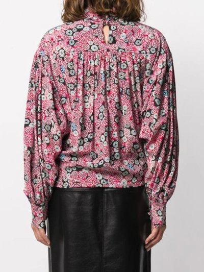 Shop Isabel Marant Graphic Print Draped Blouse In Pink