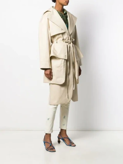 Shop Jacquemus Oversized Pockets Trench Coat In Neutrals