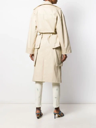 Shop Jacquemus Oversized Pockets Trench Coat In Neutrals