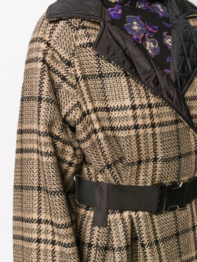 Shop Ganni Belted Reversible Coat In Brown