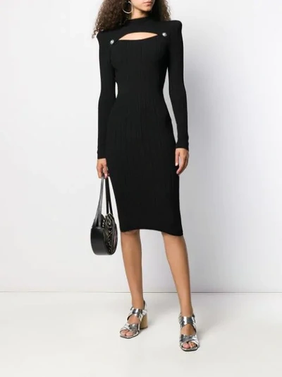 Shop Balmain Cut-out Knitted Midi Dress In Black