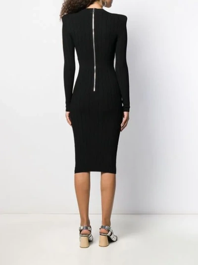 Shop Balmain Cut-out Knitted Midi Dress In Black