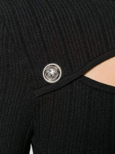Shop Balmain Cut-out Knitted Midi Dress In Black