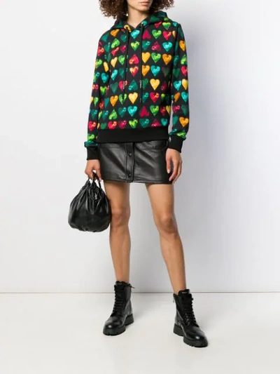 Shop Versace Love  Print Hooded Sweater In Black