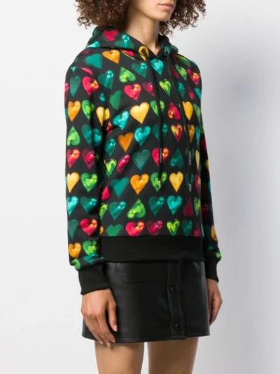 Shop Versace Love  Print Hooded Sweater In Black