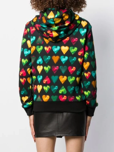 Shop Versace Love  Print Hooded Sweater In Black
