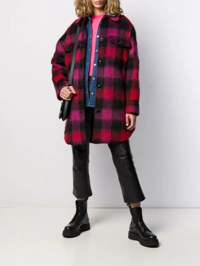 Shop Woolrich Check Print Shirt Coat In Red