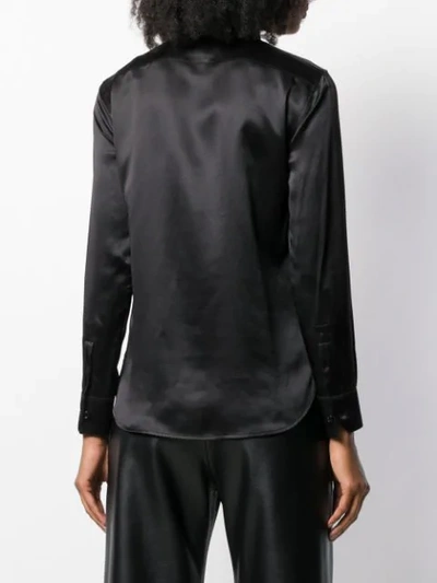 Shop Saint Laurent Silk Button Up Shirt - Black