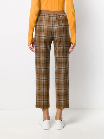 Shop Agnona Cropped Check-print Trousers In Brown