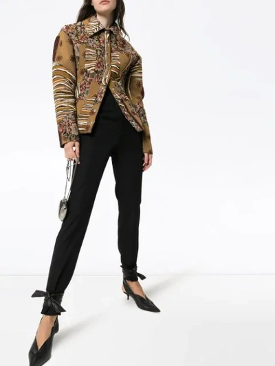 Shop Mugler Floral Tapestry Shirt Jacket In Brown