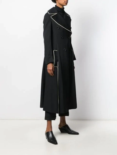 Shop Yohji Yamamoto Flared-style Double-breasted Coat In Black