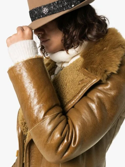 Shop Chloé Double-breasted Shearling Coat In Brown