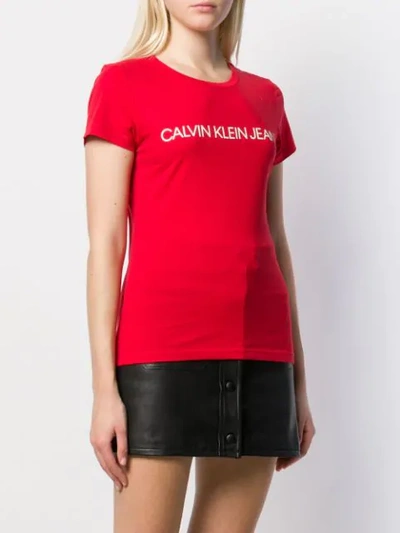 Shop Calvin Klein Jeans Est.1978 Printed Logo T-shirt In Red