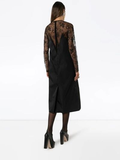 Shop Prada Frankenstein-print Lace-panel Dress In Black