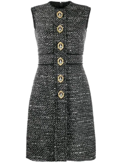 Shop Dolce & Gabbana Knitted Shift Dress In Black