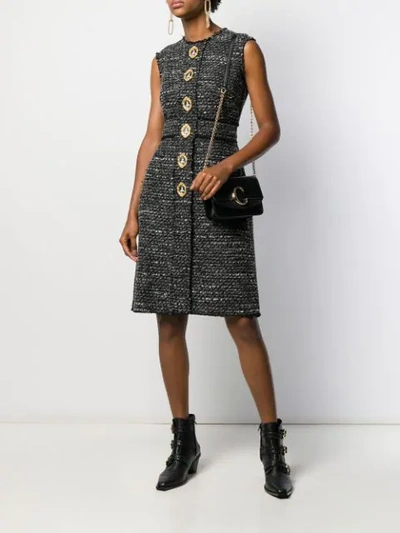 Shop Dolce & Gabbana Knitted Shift Dress In Black