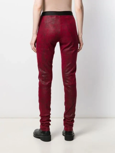 Shop Ann Demeulemeester Textured Slim Fit Leggings In Red