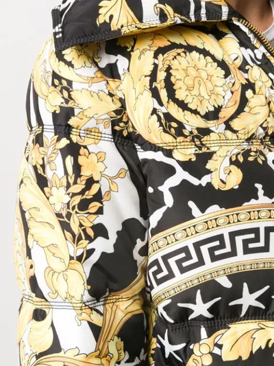 Shop Versace Savage Barocco Print Down Jacket In Black