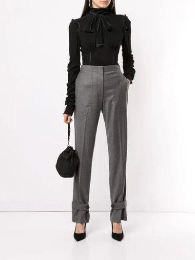 Shop Helmut Lang Button Tab Wide Leg Trousers In Ynz Beuys Grey