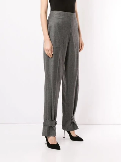 Shop Helmut Lang Button Tab Wide Leg Trousers In Ynz Beuys Grey