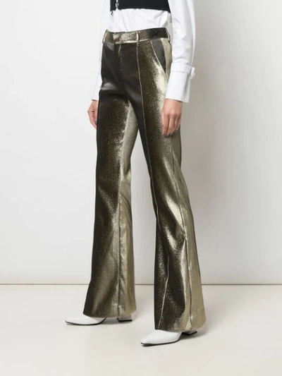 Shop Area Metallic Threading Flared Trousers In Gold
