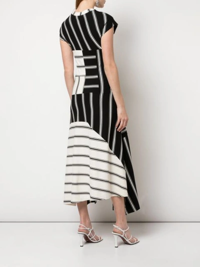 Shop Monse Patchwork Striped Jersey Dress In Black