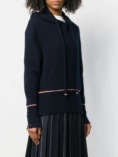 Shop Thom Browne Rwb Tipping Over-washed Pullover In 415 Navy