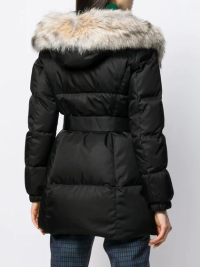 Shop Prada Fur Trimmed Puffer Jacket - Black
