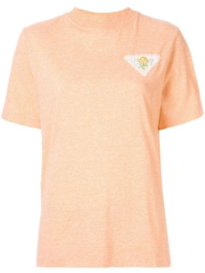 Shop Tu Es Mon Tresor Embroidered Rose Patch T-shirt In Pink