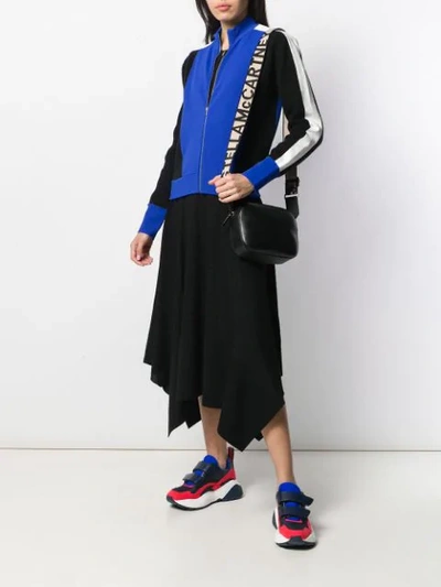 Shop Stella Mccartney Colour Block Zipped Cardigan In Black