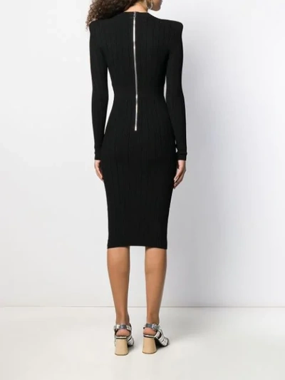 Shop Balmain Cut Out Detail Fitted Dress In Black