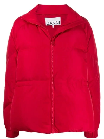 Shop Ganni Oversized Puffer Jacket In Red